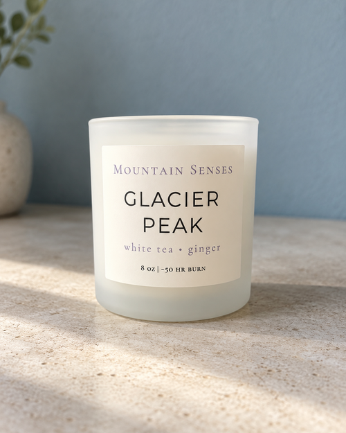 Glacier Peak Ritual Refill candle with frosted glass jar, front product view
