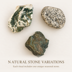 High Meadow natural stone variations — one unique seasonal stone is included with each ritual gift set