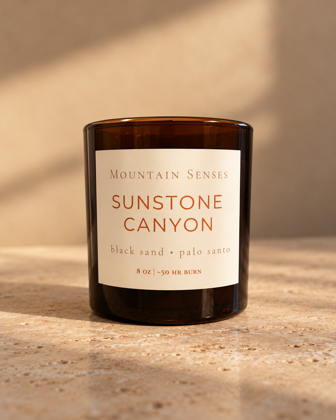 Sunstone Canyon Ritual Refill amber glass candle, clean front product photograph